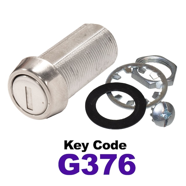 Global RV SS Compartment Lock, Cam/Blade Style, 1-3/8in Threaded Barrel, Keyed to G376, Blades not Included CLB-376-138-SS - main
